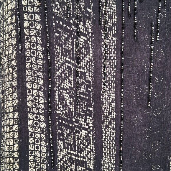 Gary Graham Silk Beaded Shift Dress Sage Green Black Glass Beads SZ 2 - Picture 6 of 12